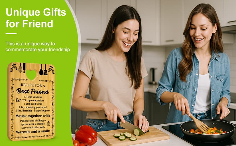 Friend Kitchen Gift Bamboo Cutting Board Decorative Unique Birthday Present Xmas Charcuterie Boards for Friends Christmas Wooden Cheese Board Thanksgiving Friendship Gifts Chopping Board