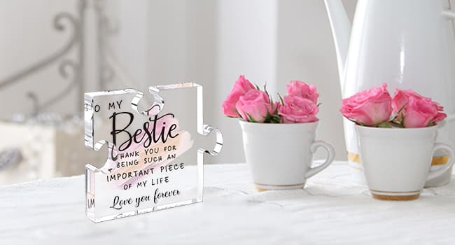 Bestie Gifts for Women Friendship - 0.6" Thickness Acrylic Puzzle & Gift Box,Gifts for Friends Female,Friend Keepsake for Women Birthday,Bff Soul Sister Work Bestie Gift for Thankgiving Present