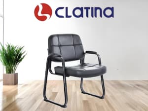 CLATINA Big & Tall 500 lbs Waiting Room Guest Chair, Leather Office Reception Chair No Wheels with Padded Arms for Elderly Home Desk Conference Room Lobby Side Salon Clinic, Black(4 Pack)