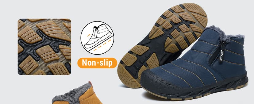 ziitop Snow Boots Mens Waterproof Winter Boots Fur Lined Warm Ankle Boots Zipper Closure Slip on Outdoor Boot Comfortable Walking Shoes