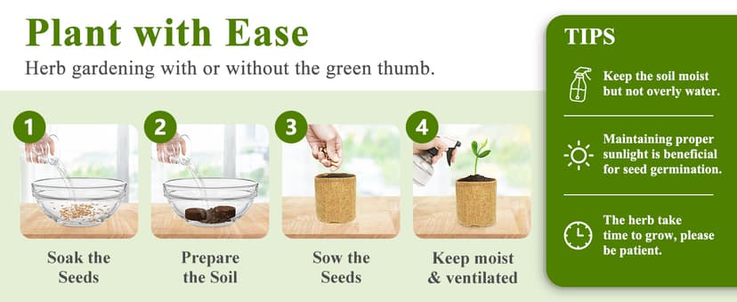 Indoor Herb Garden Kit, Culinary Herb Starter Kit with Seeds & Tools for Beginners, Kitchen Decor, House Warming Gifts for New Home, for Christmas, Ultimate Birthday Gifts for Women Men Mom Dad B0GR93MPX1