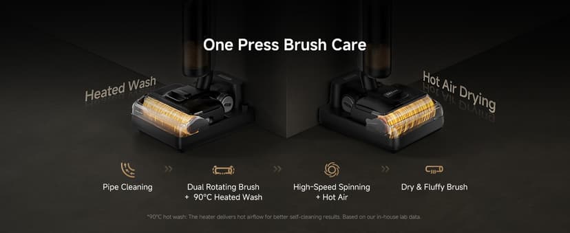 DREAME H12 Pro FlexReach Wet Dry Vacuum Cleaner, 0 Tangle Cordless Vacuum Mop All-in-One for Hard Floors, 180° Lie-Flat Floor Cleaner Machine with 194°F Hot Self-Cleaning, 50Mins Runtime