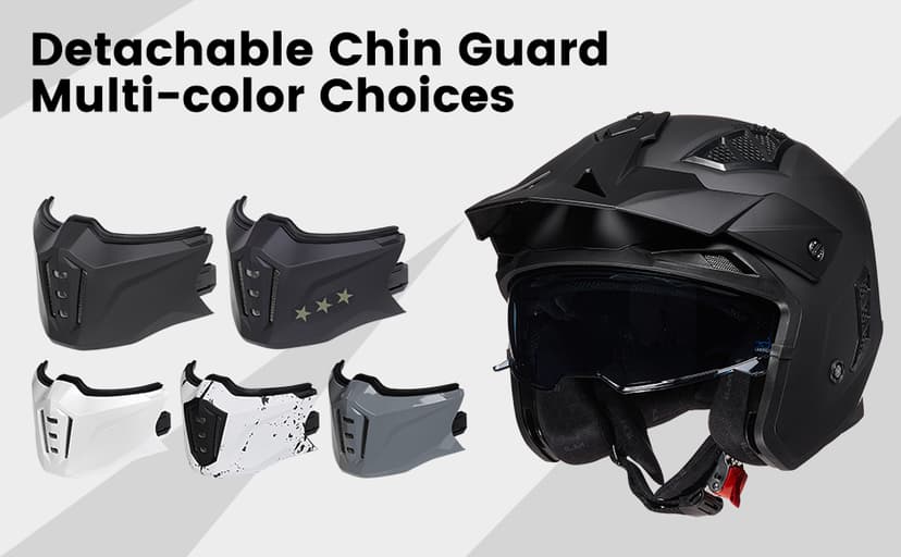 ILM Open Face Motorcycle 3/4 Half Helmet for Men and Women, Vintage Retro Helmet with Visor for Moped ATV Cruiser Scooter DOT Model Z302(Matte Skull,XX-Large)