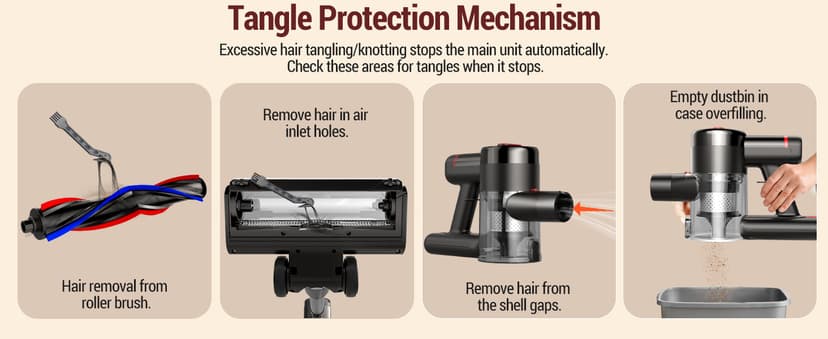 Cordless Vacuum Cleaner, 450W/40Kpa Stick Vacuum with Powerful Suction, 50Min Vacuum Cleaner for Home, Anti-tangle and 1L Dust Cup, 8 in 1 Lightweight Vacuum for Hardwood Floor Carpet Pet Hair