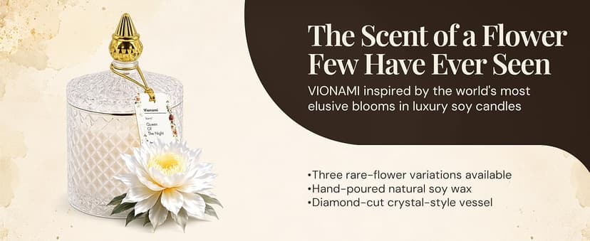 Decorative Soy Candles Birthday Gifts for Women, Elegant Glass Jar, 14.8oz, 80Hr Long Lasting Burn, Luxury Candles for Women VIONAMI Queen of The Night Rare Flower Fragrance Luxury Scented Candle Gift B0FBMNBQ3D
