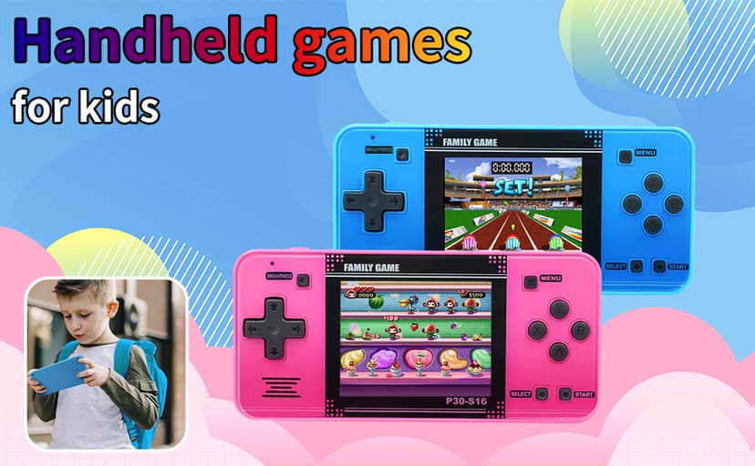 Handheld Game for Kids -Preloaded 220 Retro Video Games, Portable Gaming Player with Rechargeable Battery 3.0" LCD Screen, Mini Arcade Electronic Toy Gifts for Boys Girls (Blue)