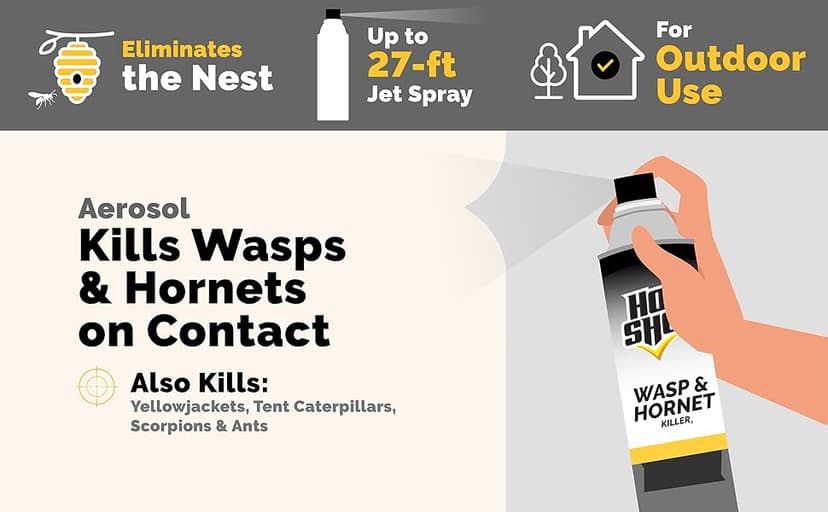 Hot Shot Wasp and Hornet Killer Aerosol, Up to 27-Foot Jet Spray, 14 Ounces, 2 Pack