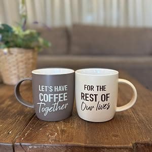 Engagement Wedding Gifts for Couple, Bride & Groom, Newlywed, Bridal Shower, His and Hers, Mr and Mrs, Christmas, Valentine's Triple Gifffted Lets Have Coffee Together Mug Set For Couples, 13oz Ceramic B0DP5GFK31