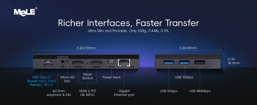 MeLE Fanless Mini PC Quieter 4C, N100 16GB RAM 512GB Storage Win 11 Mini Computers, Micro PC with Full-Functional USB-C, 2.4G/5G WiFi, 4K Triple Screen on Home, Office, Education, Astrophotography