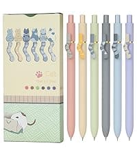 Ddaowanx Gel Pens, 6 Pcs 0.5mm Quick Dry Black Ink Pens Fine Point Smooth Writing Pens, Cute Office School Supplies Gifts for Women