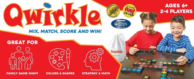 Qwirkle Board Game - Strategy Game for 2-4 Players Ages 6+ - Deluxe with Trays