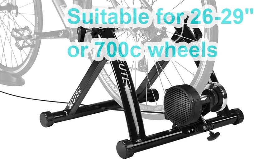 Bike Trainer, Magnetic Bicycle Stationary Stand for Indoor Exercise Riding, 26-29" & 700C Wheels, Quick Release Skewer & Front Wheel Riser Block Included