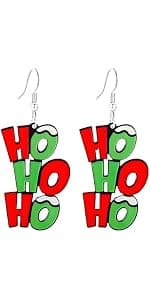 WCRAZYE Christmas Wood Earrings for Women Handmade Wooden Teardrop Dangle Earrings Christmas Xmas New Year Party Earrings Set Winter Holiday Jewelry Gift B0BNNNMHD4