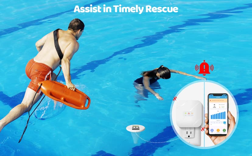 WiFi Pool Alarm, Zuomeng Solar Wave Pool Alarm with Optimal Sensitivity, Remote Control by App, Dual Alarming via Device & App, Offering Extra Protection for Your Child and Pet