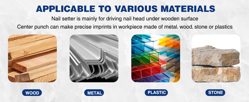 WORKPRO 4-Piece Nail Punch and Center Punch Set, Hardened Cr-V Steel with Knurled Grip,1/32", 1/16", 3/32" Nail Setter & 1/32" Center Punch Tool