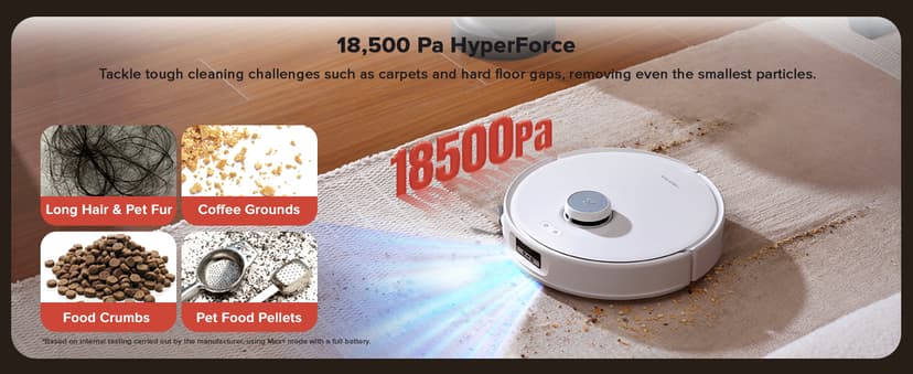 roborock Qrevo Curv Robot Vacuum and Mop, Zero-Tangling, AdaptiLift Chassis, FlexiArm Technology, Al Obstacle Recognition, 17mm Mop Lift, 18,500Pa Suction, Hot Water Mop Washing & Dock Self Cleaning