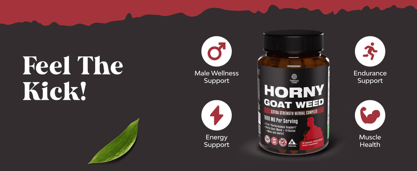 Horny Goat Weed for Men - Extra Strength Male Supplement with Black Maca Root, Tongkat Ali, Saw Palmetto & Panax Ginseng Extract for Stamina & Energy - 180 Capsules