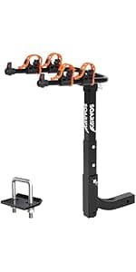 Bike Rack for Car, SUV, RV, Mount Hitch Bike Back 4, Up to 143 lbs Load Bicycle Rack Carrier Rubber Straps, Tilt Release with 2" Hitch for Cars (4BIKES)