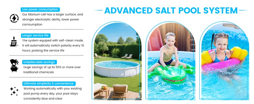 WiFi Salt Chlorine Generator, Westaho Salt Chlorination System with USA Titanium Cell, Real-Time Monitoring & App Control, for Above Ground Pools Up to 15,000 Gallons, Compatible with Intex Pool