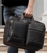 Masa Kawa Leather Briefcase for Men 17/15.6" Laptop Crossbody Shoulder Messenger Bag Business Travel Work Attache Case