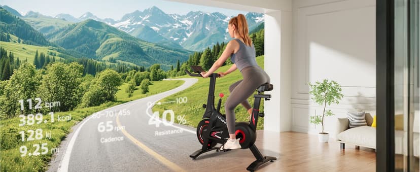 YESOUL Exercise Bike for Home – Stationary Bike with Stable Triangle Frame, Silent Magnetic Resistance, 300 lbs Capacity, Dual-Stage Drive & Alloy Flywheel, Smart APP with Scenic & Live Classes