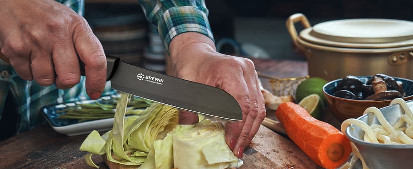 Knife Set, Brewin Kitchen Knife Set, Knives Set for Kitchen, Universal Knife Block, Utility Knife Block Set, New Home Essentials, Apartment Essentials, Dishwasher Safe