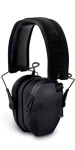 WALKER'S Ultimate Power Muff Quads - Hearing Protection Noise Reduction 26dB NRR Hunting Gun Range Shooting Electronic Earmuffs with AFT, 2 AAA Batteries Included