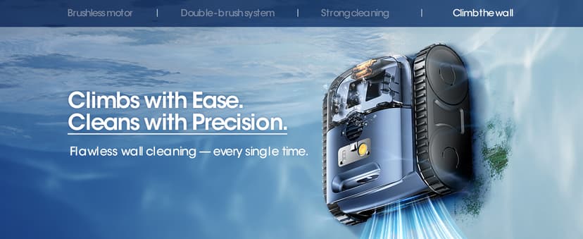 Cordless Robotic Pool Vacuum, Pool Cleaner with Track Drive & Sonar Navigation, 180W Brushless Motor, Wall & Waterline Climbing, 150-Min Runtime, for Inground & Above-Ground Pools up to 2150 Sq. Ft.