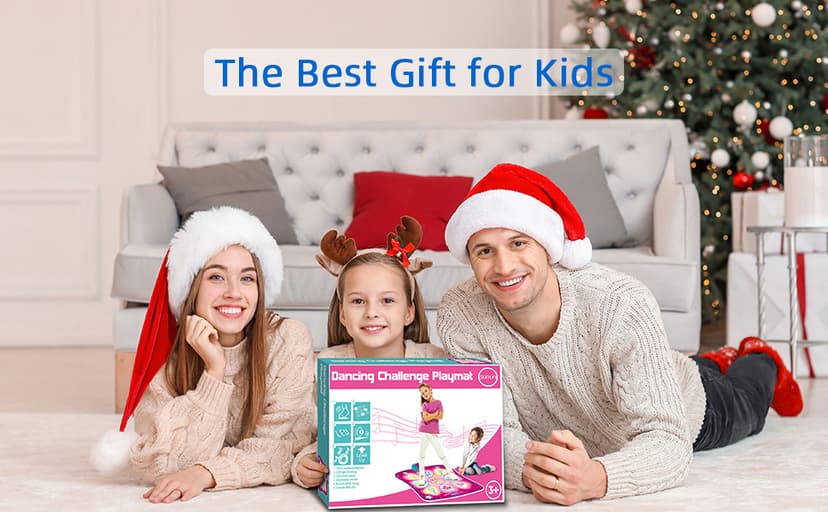 SUNLIN Dance Mat - Rhythm Step Play Mat - Dance Game Toy Pad with LED Lights, Gift for Kids Girls 3-12, Adjustable Volume, Built-in Music, 3 Challenge Levels