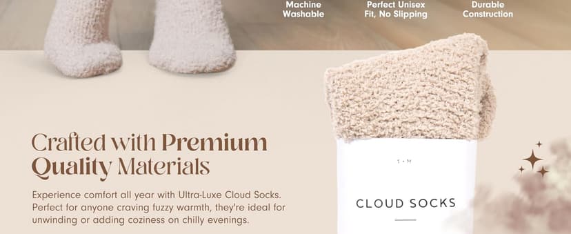 Unboxme Gifts Warm & Cozy Ultra-Luxe Cloud Sock for Women & Men - Super Soft Luxurious Fabric Sleep Socks