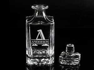 Personalized Whiskey Decanter, Custom Liquor Decanter 25oz, Engraved Whiskey Glass Set With Wood Gift Box Options, Whiskey Gifts for Men, Dad, Birthday, Retirement, Wedding (Square Decanter)