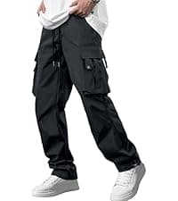 PLEPAN Men's Casual Cargo Pants Drawstring Hiking Pants Workout Tactical Joggers Sweatpants for Men