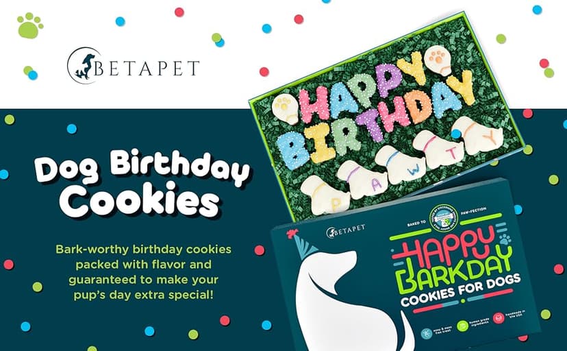 Dog Birthday Cookies - Treats for Dogs at Any Age - Made With Human-Grade Ingredients - Happy Bday Cookies for Boy or Girl Puppy - First Bday Gift - Baked Fresh in USA