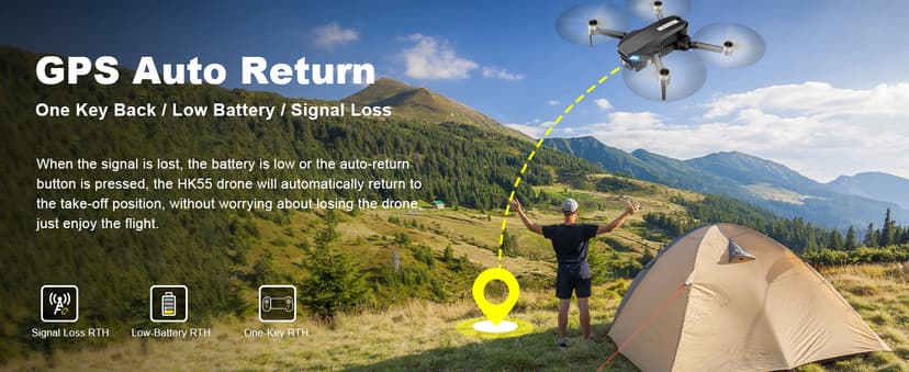 GPS Drone with Camera for Adults, 2K HD FPV Drone with Auto Return, Follow Me, Circle Fly, Waypoint Fly, Stable Hover, Brushless Motor, Foldable 5G Transmission Remote Control Quadcopter, Black