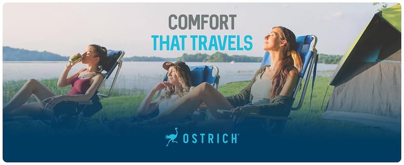 Ostrich the Original Chaise 72 x 22 Inch Lounge Portable Reclining Lounger, Outdoor Patio, Beach, Lawn, Camping, or Pool Tanning Chair, Ocean Blue