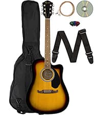 Fender FA Series Dreadnought Acoustic-Electric Guitar - Natural Bundle with Gig Bag, Strap, Strings, Picks, and Austin Bazaar Instructional DVD