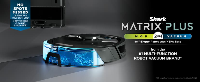 Shark Plus 2in1 Robot Vacuum & Mop with Sonic Mopping, Home Mapping, HEPA Bagless Self Empty Base, CleanEdge, for Pet Hair, WiFi, Black/Mocha, AV2630WA, for Carpets & Hardfloors