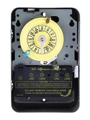 Intermatic T104 24-Hour Mechanical Timer Switch - 208–277 VAC, DPST, Indoor Metal Enclosure, Heavy-Duty, Manual Override, 40 Amp - Ideal for Lights, Pumps, Fans, and HVAC Systems
