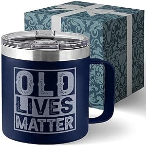 Old Lives Matter Mug Dad Tumbler - Old Man Gifts for Older Men Gag Gift for Older People Gifts for Elderly Men - Elderly People Seniors Birthday Fathers Day 14oz Stainless Steel Tumbler With Lid