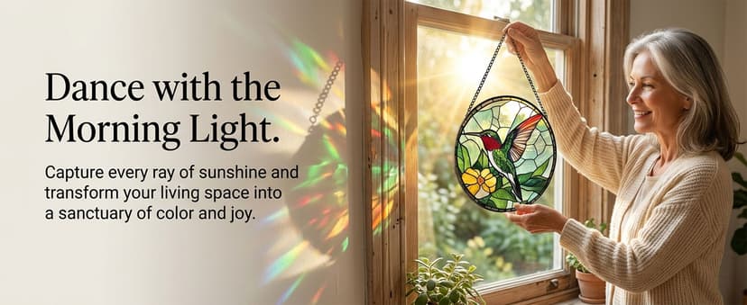 Christmas Stocking Stuffers Birthday Mothers Day Acrylic Decor Gift for Bird Lover Woman Mom Grandma Nana Wife Mother In Law Hummingbird Flower Suncatcher Sun Catchers Indoor Window Gifts for Mom 6.3" B0GQHGDH35