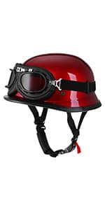 Yesmotor Helmet Half Shell German Motorcycle Helmet with Cycling Glasses - DOT Approved
