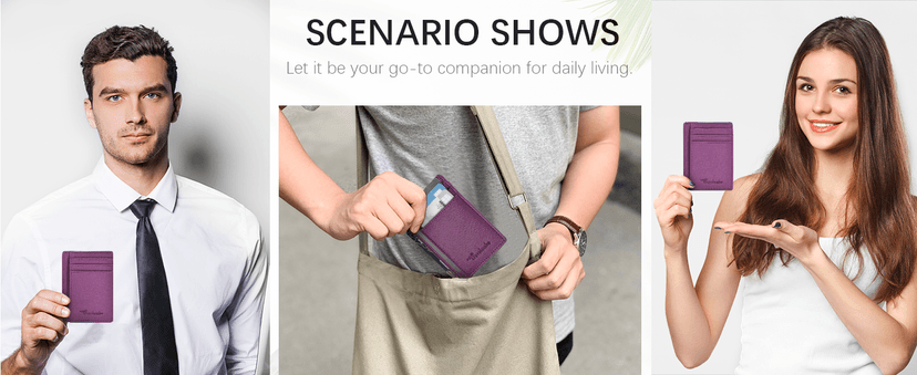 Travelambo Slim Wallet Front Pocket Minimalist Leather RFID Blocking Medium Size