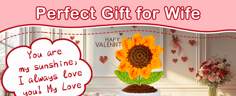 Gifts for Wife Her from Husband, To My Wife Handmade Crochet Mini Sunflower Doll, Valentines Anniversary Wedding Birthday Romantic Gifts for Women Her, Mothers Day I Love You Cute Sweet Gift for Wifey B0FBGBBDMK