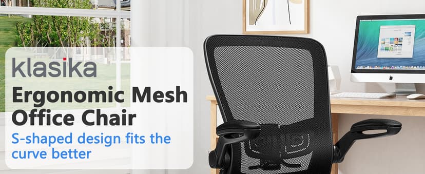 KLASIKA Desk Chairs with Wheels, Ergonomic Mesh Office Chair Adjustable Height and Swivel Lumbar Support Home Office Chair with Flip Up Armrests (8PK)