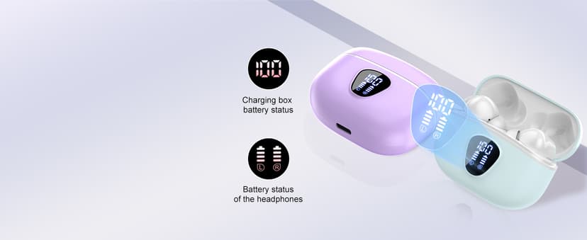 Wireless Earbuds, Bluetooth 5.4 Headphones HiFi Stereo, Bluetooth Earbuds with ENC Noise Cancelling Mic, IP7 Waterproof in Ear Earphones, 48H, LED Display Ear buds for Pad Phones Workout Sports, Black