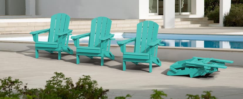 SERWALL Adirondack Chair with Cup Holders - Composite Adirondack Chairs Set of 2 HDPE Outdoor Chairs All Weather Use- Aruba