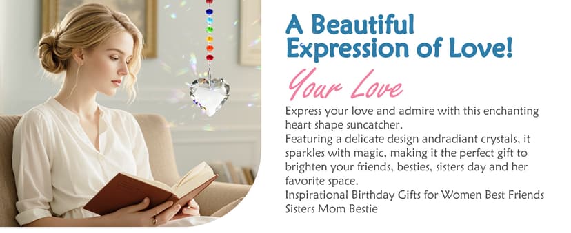 Birthday Gifts for Women Friendship, New Beginning Gifts for Her Friends Coworkers Her Wife Mom Daughter Sister Aunt Heart Crystals Suncacther