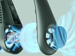 Battery Operated Wearable Personal Fan, Twistable, Rechargeable Travel Essentials, Gifts for Women Men-Dark Green JISULIFE Portable Neck Fan, Hands Free Bladeless Fan, 5 Speeds, 4000 mAh B08911JGGW