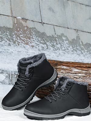 CARENURSE Mens Winter Snow Boots Water Resistant Warm Fur Lined Anti Slip Work Ankle Shoes Casual Lightweight Hiking Outdoor Trekking Boot