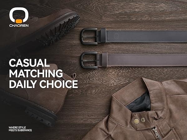CHAOREN Full Grain Leather Belt for Men, Work Belts for Men Heavy Duty, Daily Wear for Jeans Pants